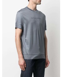 T-shirt à col rond imprimé gris Emporio Armani