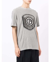 T-shirt à col rond imprimé gris Giorgio Armani