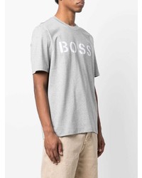 T-shirt à col rond imprimé gris BOSS