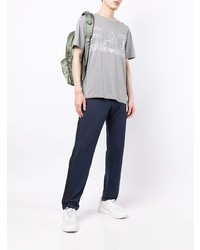 T-shirt à col rond imprimé gris Ea7 Emporio Armani