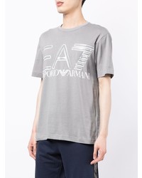 T-shirt à col rond imprimé gris Ea7 Emporio Armani