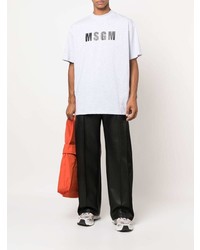 T-shirt à col rond imprimé gris MSGM