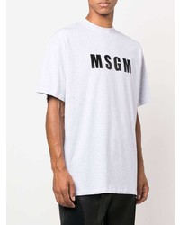 T-shirt à col rond imprimé gris MSGM