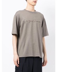 T-shirt à col rond imprimé gris Giorgio Armani