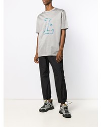 T-shirt à col rond imprimé gris Lanvin