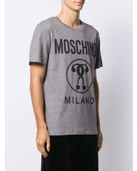 T-shirt à col rond imprimé gris Moschino