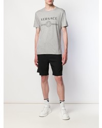 T-shirt à col rond imprimé gris Versace