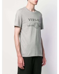 T-shirt à col rond imprimé gris Versace