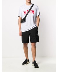 T-shirt à col rond imprimé gris MSGM