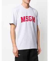 T-shirt à col rond imprimé gris MSGM