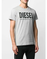 T-shirt à col rond imprimé gris Diesel