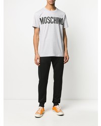 T-shirt à col rond imprimé gris Moschino