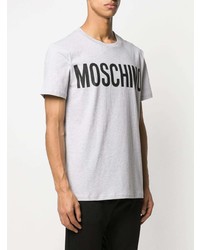 T-shirt à col rond imprimé gris Moschino