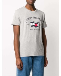 T-shirt à col rond imprimé gris Tommy Hilfiger