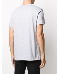 T-shirt à col rond imprimé gris Balmain