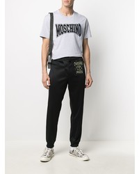 T-shirt à col rond imprimé gris Moschino