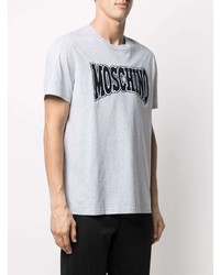 T-shirt à col rond imprimé gris Moschino