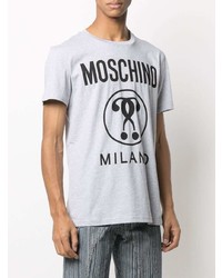 T-shirt à col rond imprimé gris Moschino