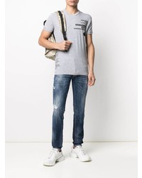 T-shirt à col rond imprimé gris DSQUARED2