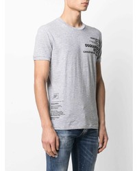 T-shirt à col rond imprimé gris DSQUARED2