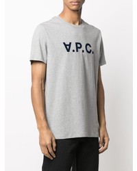 T-shirt à col rond imprimé gris A.P.C.