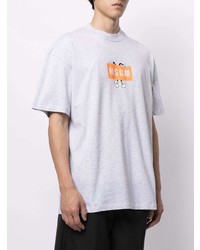 T-shirt à col rond imprimé gris MSGM