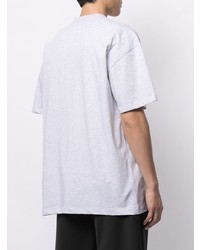 T-shirt à col rond imprimé gris MSGM