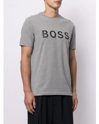 T-shirt à col rond imprimé gris BOSS