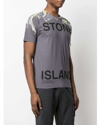 T-shirt à col rond imprimé gris Stone Island