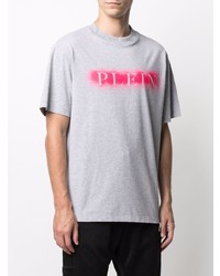 T-shirt à col rond imprimé gris Philipp Plein