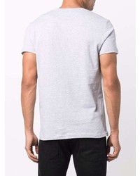 T-shirt à col rond imprimé gris Balmain