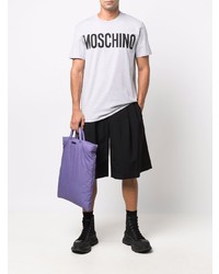 T-shirt à col rond imprimé gris Moschino