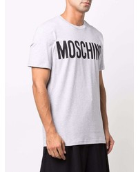 T-shirt à col rond imprimé gris Moschino