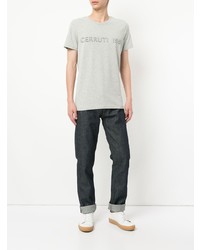 T-shirt à col rond imprimé gris Cerruti 1881