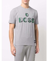 T-shirt à col rond imprimé gris BOSS