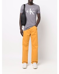 T-shirt à col rond imprimé gris Calvin Klein