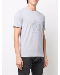 T-shirt à col rond imprimé gris Brunello Cucinelli