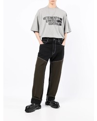 T-shirt à col rond imprimé gris Vetements