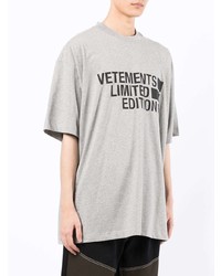 T-shirt à col rond imprimé gris Vetements