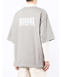 T-shirt à col rond imprimé gris Maison Mihara Yasuhiro