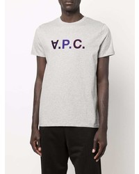 T-shirt à col rond imprimé gris A.P.C.