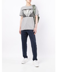 T-shirt à col rond imprimé gris Ea7 Emporio Armani