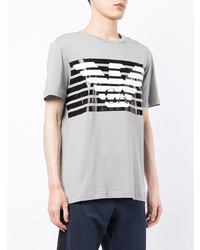 T-shirt à col rond imprimé gris Ea7 Emporio Armani