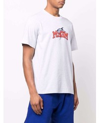 T-shirt à col rond imprimé gris MSGM