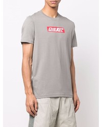 T-shirt à col rond imprimé gris Diesel