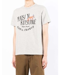 T-shirt à col rond imprimé gris MAISON KITSUNÉ