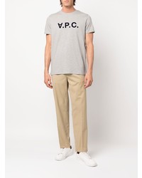 T-shirt à col rond imprimé gris A.P.C.