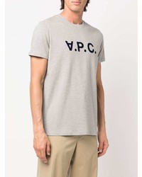 T-shirt à col rond imprimé gris A.P.C.