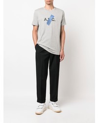 T-shirt à col rond imprimé gris A.P.C.