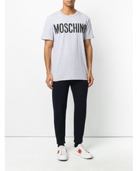 T-shirt à col rond imprimé gris Moschino